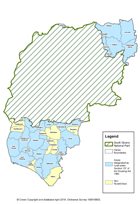 Map B1. Areas designated as Rural and Non-Rural Areas Map. Shows designated areas by parish.
